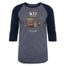 Load image into Gallery viewer, W.T.F. Baseball T-Shirt - heather blue/navy