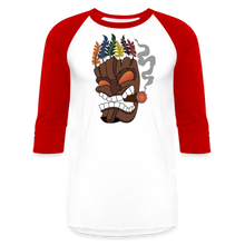 Load image into Gallery viewer, Tiki Mask Baseball T-Shirt - white/red