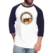 Load image into Gallery viewer, Smoke Something Baseball T-Shirt - white/navy