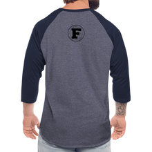 Load image into Gallery viewer, Tiki Mask Baseball T-Shirt - heather blue/navy