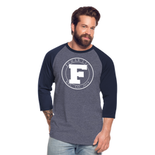 Load image into Gallery viewer, White Fumar Women's Baseball T-Shirt - heather blue/navy