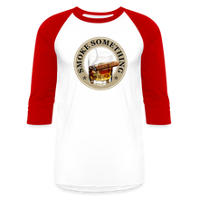 Load image into Gallery viewer, Smoke Something Baseball T-Shirt - white/red