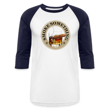 Load image into Gallery viewer, Smoke Something Baseball T-Shirt - white/navy