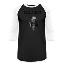 Load image into Gallery viewer, Like a Boss  Baseball T-Shirt - black/white