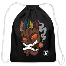 Load image into Gallery viewer, Tiki Mask Cotton Drawstring Bag - black