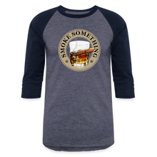 Load image into Gallery viewer, Smoke Something Baseball T-Shirt - heather blue/navy