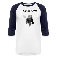 Load image into Gallery viewer, Like a Boss  Baseball T-Shirt - white/navy