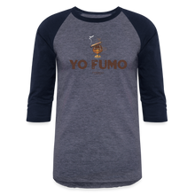 Load image into Gallery viewer, Yo Fumo Baseball T-Shirt - heather blue/navy