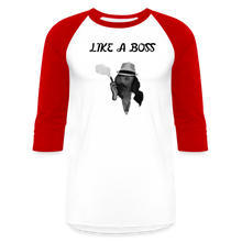 Load image into Gallery viewer, Like a Boss  Baseball T-Shirt - white/red