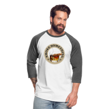 Load image into Gallery viewer, Smoke Something Baseball T-Shirt - white/charcoal