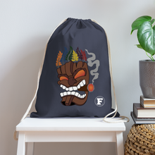 Load image into Gallery viewer, Tiki Mask Cotton Drawstring Bag - navy