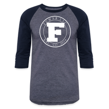 Load image into Gallery viewer, White Fumar Women's Baseball T-Shirt - heather blue/navy