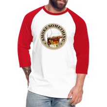 Load image into Gallery viewer, Smoke Something Baseball T-Shirt - white/red