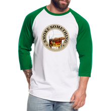 Load image into Gallery viewer, Smoke Something Baseball T-Shirt - white/kelly green