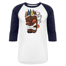 Load image into Gallery viewer, Tiki Mask Baseball T-Shirt - white/navy