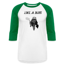 Load image into Gallery viewer, Like a Boss  Baseball T-Shirt - white/kelly green