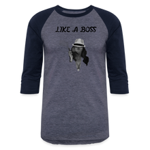Load image into Gallery viewer, Like a Boss  Baseball T-Shirt - heather blue/navy