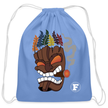 Load image into Gallery viewer, Tiki Mask Cotton Drawstring Bag - carolina blue