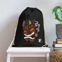 Load image into Gallery viewer, Tiki Mask Cotton Drawstring Bag - black