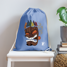 Load image into Gallery viewer, Tiki Mask Cotton Drawstring Bag - carolina blue