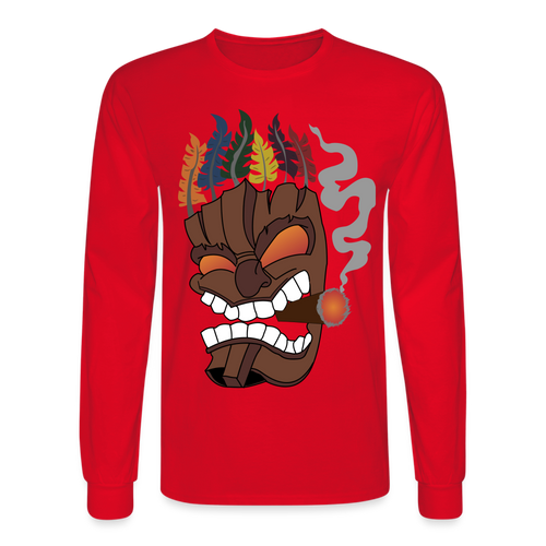 Tiki Mask Long Sleeve T-Shirt - red