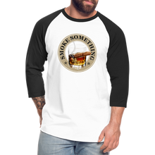 Load image into Gallery viewer, Smoke Something Baseball T-Shirt - white/black