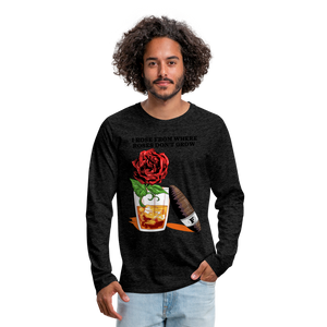 Whiskey Rose Long Sleeve T-Shirt - charcoal grey
