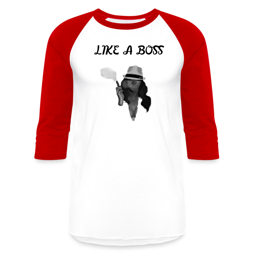 Like a Boss  Baseball T-Shirt - white/red