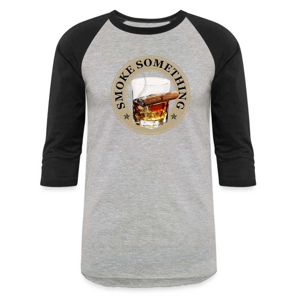 Smoke Something Baseball T-Shirt - heather gray/black