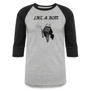 Like a Boss  Baseball T-Shirt - heather gray/black