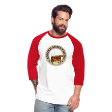 Load image into Gallery viewer, Smoke Something Baseball T-Shirt - white/red