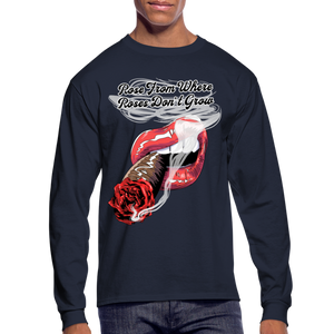 Smoking Rose Long Sleeve T-Shirt - navy