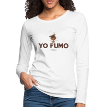 Load image into Gallery viewer, Yo Fumo Women&#39;s Premium Long Sleeve T-Shirt - white