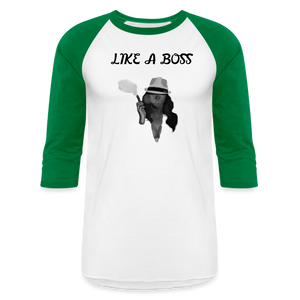 Like a Boss  Baseball T-Shirt - white/kelly green