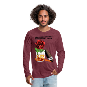 Whiskey Rose Long Sleeve T-Shirt - heather burgundy