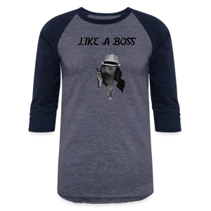 Like a Boss  Baseball T-Shirt - heather blue/navy