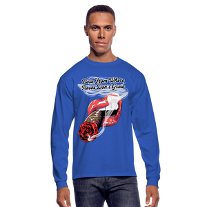 Smoking Rose Long Sleeve T-Shirt - royal blue