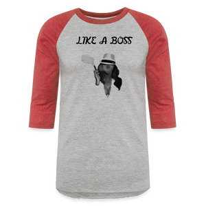 Like a Boss  Baseball T-Shirt - heather gray/red
