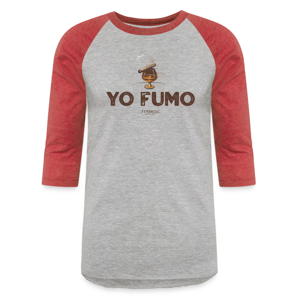 Yo Fumo Baseball T-Shirt - heather gray/red