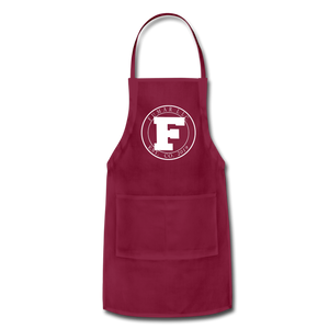 White Fumar Logo on Adjustable Apron - burgundy
